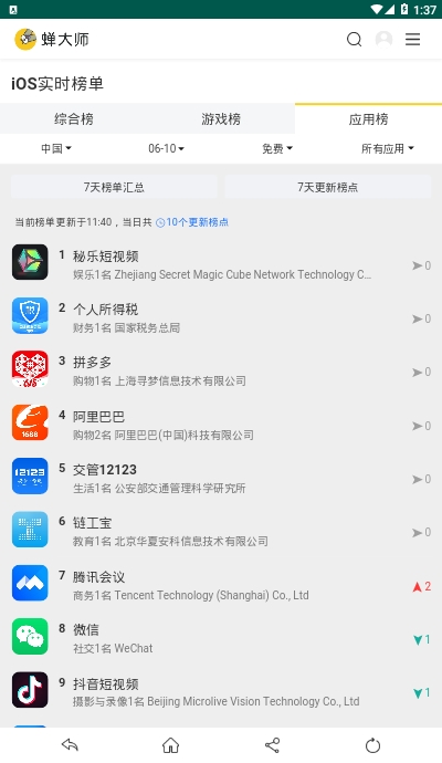 蝉大师aso工具查询截图1