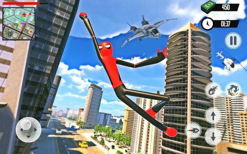 蜘蛛英雄火柴人无限金币(Spider Hero Stickman Rope Gang)截图