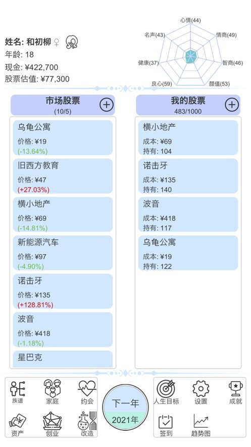 模拟炒股人生游戏