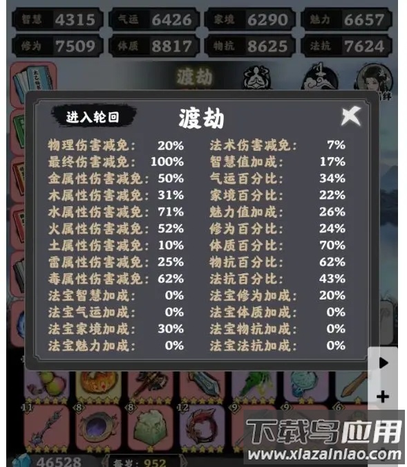 角色属性界面示意图