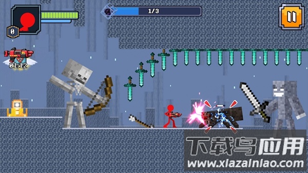 红色火柴人在工艺世界游戏(Stick Craft)截图1